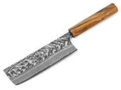 Damastmesser Nakiri 165 SG2, 63 Lagen, Olive -Japanisches Geschirr Store damastmesser bunka 170 yoshimi kato kurosome 30 lagen 1 1