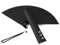 Handfächer Kuroi Taki, Schwarz 7 Handfächer Kuroi Taki, Schwarz – Bild 5